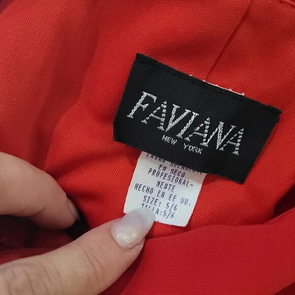 Faviana Stunning Red Evening Gown Prom Dress By Size 6 open back mesh side slit - Picture 5 of 8